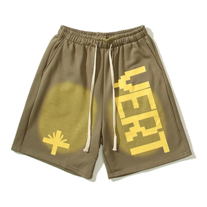 Pantalones cortos de sudor de secado rápido transpirables de rizo francés con estampado de estilo callejero para hombre al por mayor - Product Image 5