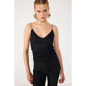 Chemise décontractée pour femmes, col en V, détails de bretelles, col à volants, logo brodé sur le devant, lin et mousseline, XS XL, ajustée, pour le bureau, printemps - Product Image 1