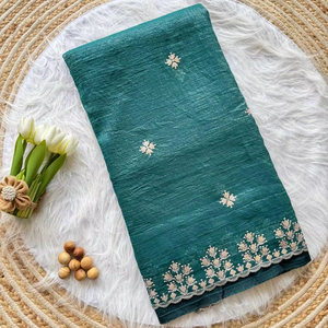 Saree en soie tissée pure de créateur avec tissage Zari Tenue de fête de mariage traditionnelle indienne et pakistanaise pour femmes - Product Image 1