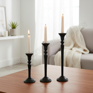 Fabuloso candelabro de aluminio negro, portavelas pulido brillante, decoración de mesa de comedor, fabricante de calidad de exportación - Product Image 3