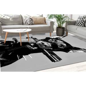 Tapis en laine imprimé patchwork Black Dog and Gun - Tapis d'intérieur personnalisé écologique, épaisseur moyenne, dos en latex - Product Image 2