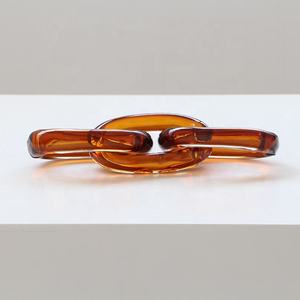 Bixuan Handblown Amber <b>Glass</b> Chain Link Sculpture Modern Decorative Art Piece Tabletop <b>Shelf</b> Entryway Home Accent Decor - Product Image 3
