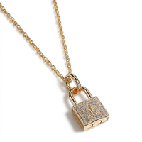 Collier en zircon en forme de serrure d'amour personnalisée en laiton OEM ODM bijoux cadeau de couple de Saint-Valentin