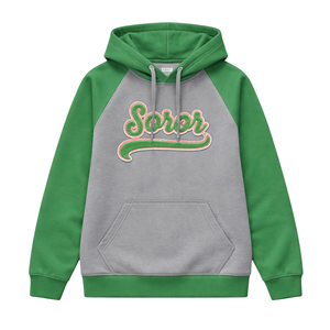 Sweat à capuche à manches raglan gris acier 08 Sororité grecque pour femmes Rose et vert Sororité universitaire Sweat à capuche élégant décontracté Vêtements - Product Image 3
