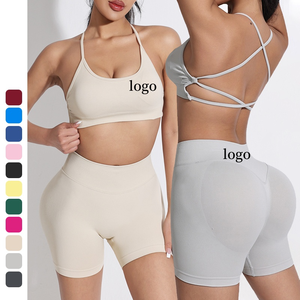 Muestras de apoyo con logotipo personalizado Trajes de gimnasio deportivo Ropa deportiva Respetuoso con el medio ambiente Conjuntos de entrenamiento de yoga sin costuras de 2 piezas para mujeres - Product Image 1