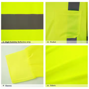 Vêtement de sécurité à manches longues respirant lavable multicolores en polyester à 95% avec chemise réfléchissante personnalisée pour hommes, vêtements de travail - Product Image 4