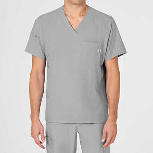 Best Selling High Quality Men's Nursing <b>Scrub</b> Suit Solid Color Medical <b>Scrub</b> Suit Knitted Fabric Hospital Wear <b>Scrub</b> <b>Sets</b> - Product Image 6