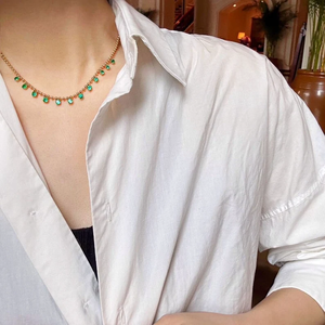 สร้อยคอลูกปัดทอง18K ประดับด้วยลูกปัดอัญมณีหรูหราและงดงาม - Product Image 3
