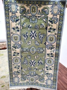 พรมปูพื้นสูงสีเขียวโบราณเทพธิดา oushak อาณาจักรพรมถักมือหรูหราห้องนั่งเล่นชั้นวินเทจพรมสวดมนต์ที่สวยงาม - Product Image 2