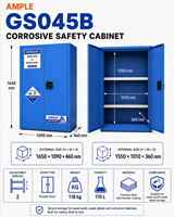 Armoire de stockage de produits chimiques corrosifs 170L (45 gallons) en acier bleu à double porte, armoire de sécurité pour acides faibles et alcalis, fournitures de laboratoire