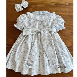 Mignon Bishop Smocked bébé fille robe brodée à la main A-ligne bébé fille robe brodée avec des épines et des fleurs-OEM-ODM - Product Image 2