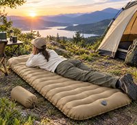 Matelas de couchage gonflable en TPU avec gonfleur intégré, matelas pneumatique imperméable avec oreiller, portable, 4 saisons, camping, randonnée, plage