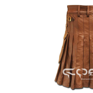 COSH KILTS Kilt de cuero marrón Premium hecho a mano con bolsillos utilitarios y diseño duradero para un estilo atemporal - Product Image 4