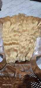 Meilleur prix #613 # Blonde Trame Cheveux Raides Bundles Lace Frontal Cheveux Humains Armure Bundles et Fermeture Ensemble Extension de Cheveux - Product Image 4