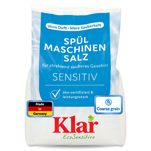 KLAR RTS 2 Vegan Eco Sensitive Perfect Dishwasher Salt Solid 2Kg Fragrance-Free Limescale Protection - Product Image 1
