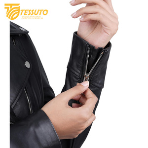 100% <b>Real</b> <b>Leather</b> Women's Winter Racer <b>Jacket</b> New Casual & Stylish Breathable Stand Collar in Premium Packaging - Product Image 5