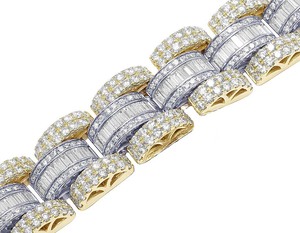 Stylish Round & Baguette Cut Lab Grown Diamond Bracelet with Detailed Prong Setting and Shiny Finish Jewelry In 10K Yellow <b>Gold</b> - Product Image 2