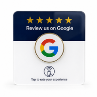 Carte NFC personnalisée pour avis Google, vente en gros, faible MOQ, plaque en acrylique avec support, code QR programmable, 13,56 MHz, étanche, pour entreprises