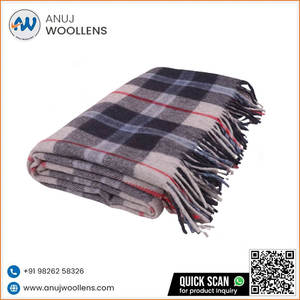 Manta de lana azul marino de Douglas suave de diseño personalizado, manta de Cachemira de vendedor y fabricante indio - Product Image 2