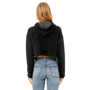 Airlume-Sudadera con capucha para mujer, de algodón peinado y anillo, 52% Poly Fleece gris oscuro, con hombros caídos, 48% - Product Image 3