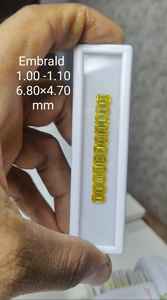 Bague de fiançailles en émeraude synthétique de laboratoire, diamant fantaisie jaune brillant, clarté VVS-VS, taille émeraude, sertie - Product Image 6