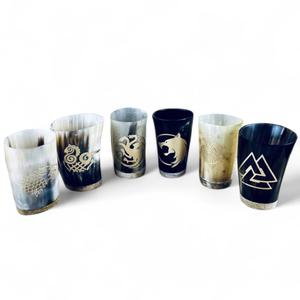 Impex ถ้วยฮอร์นไวกิ้งทำด้วยมือธรรมชาติโคมไฟเกลือแกะสลักคุณภาพพรีเมี่ยมสำหรับคนรักวอดก้าเบียร์ไวน์ - Product Image 6