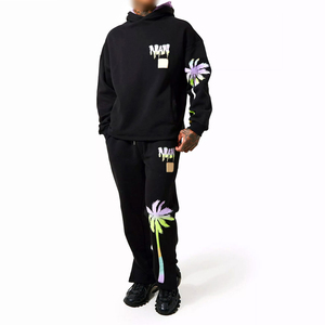 Custom Design Hooded Winter Windproof Solid Breathable <b>Mens</b> Sports <b>Tracksuit</b> <b>Silk</b> Screen Printed 100% Cotton Activewear - Product Image 1