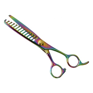 กรรไกรตัดผมสแตนเลสหลายสี คมกริบ ขอบคมใหญ่ แบบครึ่งใบ - Product Image 1