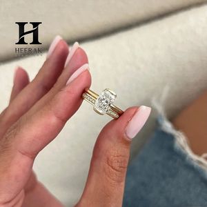 Conjunto de Anillos de Boda Radiantes y Alargados de Moda, 2 Piezas, Entrecruzados, Lisos, de Oro, 10K 14K, Joyería de Oro - Product Image 5