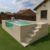 Backyard Home Piscina Piscine House Jardin Piscine hors sol Spa Piscine préfabriquée en fibre de verre avec grande fenêtre en verre