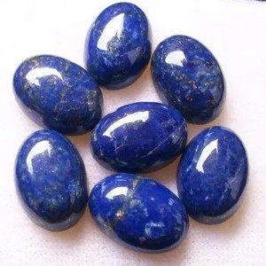 10m 12mm 14mm Naturel Lapis Lazuli Pierre Ovale Lisse Lâche Cabochon Dos Plat Calibré Taille en Vrac Prix Usine En Gros - Product Image 1