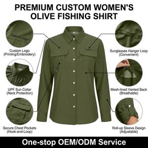 Camisa de Pesca Personalizada para <span class=keywords><strong>Mujer</strong></span>, Talla Grande, Impermeable, 100% Poliéster, UPF 50+, Transpirable, Resistente al Viento, Secado Rápido, para Actividades al Aire Libre y Safari - Product Image 3