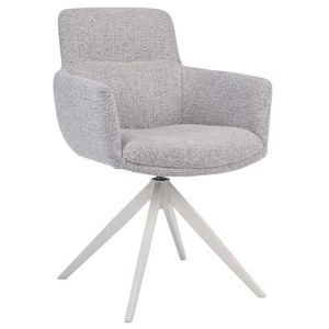 Sedia da <span class=keywords><strong>Cucina</strong></span> Girevole Contemporanea Rivestita in Morbido Tessuto Grigio, Meccanismo di Rotazione a 360 Gradi, Telaio in Metallo Nero Resistente - Product Image 2
