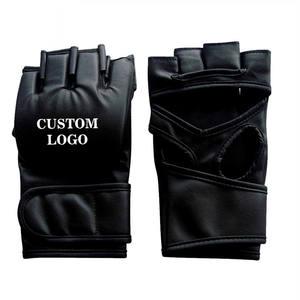 Solid <b>Black</b> Color Highest Quality Leather Microfiber Hook Loop Closure Customized Packaging Sport Fighting Wear Boxing <b>Gloves</b> - Product Image 1