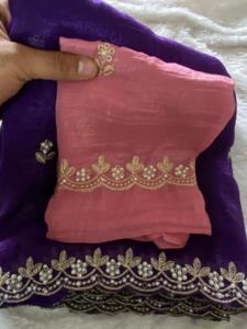 Showstopper Indian Designer Sari Dernier exclusif Royal Purple Saree Fancy Blouse Premium Quality Bridal Ethnic Party Wear Women - Product Image 2