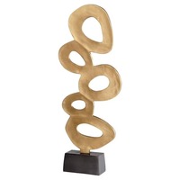 Escultura Artesanal Moderna Hecha a Mano, Duradera y Ecológica, con Acabado Dorado y Base de Mármol, para Decoración de Mesa en Hogar u Oficina