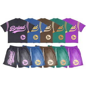 2025 ropa informal de marca personalizada, venta al por mayor, precio barato, chándales de verano para correr, conjuntos de camisetas y pantalones cortos de Color azul real personalizados - Product Image 4