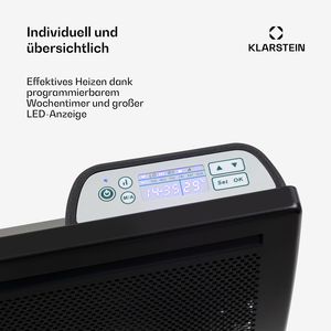 Radiateur Convecteur Mural Portable 1000W avec Minuteur 7 Jours IP24 pour Pièces jusqu'à 10 m² 3,2 kg Noir - Product Image 5