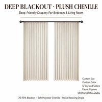Tissu occultant en chenille pour rideaux, en fibre de polyester douce, pour chambre et salon, vente en gros