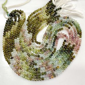 Cuentas de turmalina múltiple de forma redonda lisa de alta calidad Cuentas de piedra lisa de piedras preciosas naturales - Product Image 1