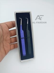 Pinzas de extensión de pestañas de acero inoxidable de 90 grados al por mayor pinzas de punta cónica Volumen de pestañas estilo corona estampado de corazón - Product Image 5