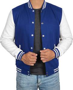 Chaquetas universitarias personalizadas ligeras de color azul liso con cuello levantado formal de alta calidad hechas en Pakistán - Product Image 6