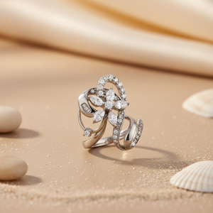 Bague vintage plaquée or avec pierres en oxyde de zirconium - Bijoux tendance et élégants pour femmes - Product Image 1