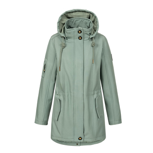 Chaquetas de exterior de poliéster a prueba de viento Softshell en MOQ bajo, chaqueta cortavientos impermeable Softshell informal para damas - Product Image 3