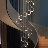 Lustre LED moderne de luxe à haut plafond, grand lustre pour hôtel, lustre pour escalier