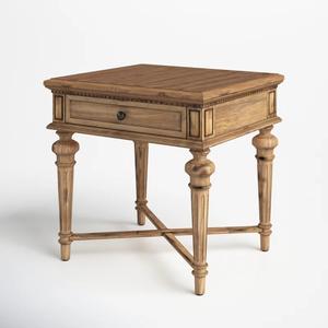 Table de chevet en bois de manguier massif, design sculpté d'inspiration antique, pieds tournés, meubles traditionnels pour chambre à coucher, salon, fabriqué en Inde - Product Image 4