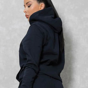 Sudadera con Capucha Extra Grande Personalizada para Mujer, Color Azul Marino, con Bolsillo con Cordón, Antiarrugas y Transpirable, para Entrenamiento, Gimnasio, con Cierre - Product Image 1