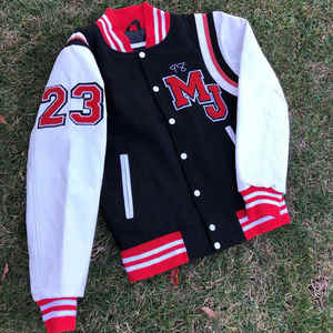 Streetwear avec logo personnalisé Blouson d'hiver en cuir polaire brodé de chenille de haute qualité Blouson universitaire de baseball Letterman pour hommes - Product Image 2