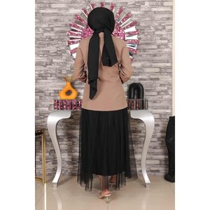 Conjunto Casual de Falda de Tul en Capas y Chaqueta, Pantalones Cortos Largos por Encima de la Rodilla, Talla XS, Conjunto de Dos Piezas con Top - Product Image 5