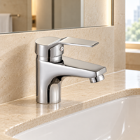 Robinet de lavabo de salle de bain WYRAX en alliage de zinc et céramique, monotrou, monocommande, à débit contrôlé, à poser sur le comptoir, poli, pour la vente en gros